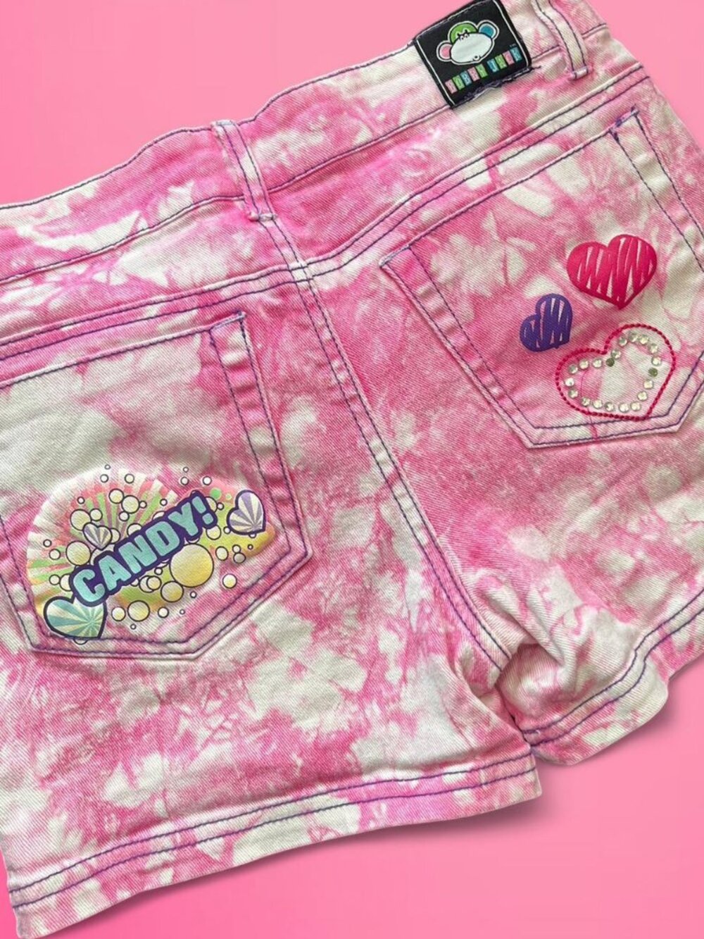 Vintage Y2K Bobby Jack tie dye I love candy kids shorts - Picture 4 of 8